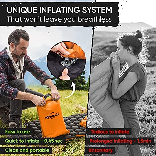 POWERLIX Sleeping Pad - Ultralight Inflatable Sleeping Mat, Ultimate for Camping, Backpacking, Hiking - Airpad, Inflating Bag, Carry Bag, Repair Kit - Compact & Lightweight Air Mattress - Image 6