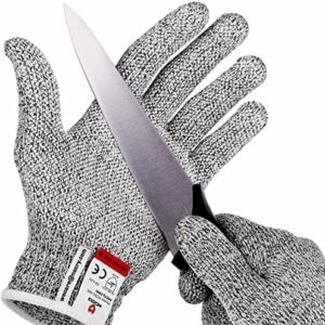 NoCry Cut Resistant Gloves with Grip Dots - High Performance Level 5 Protection, Food Grade. Size Medium, Complimentary eBook Included!
