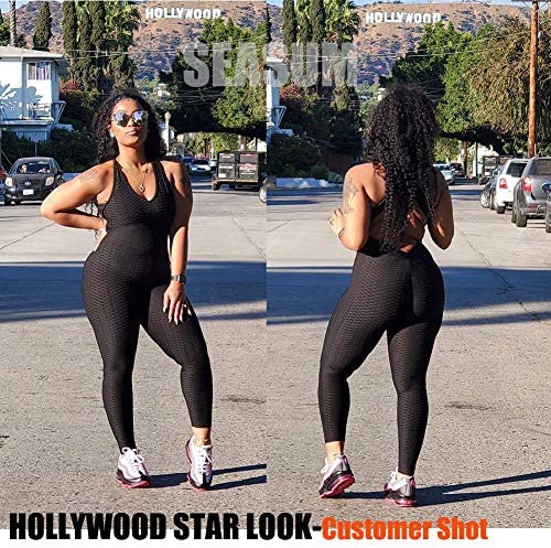 SEASUM Women Texture Bodysuit Sleevesless Sport One-Piece Backless Sexy Slimming Bodycon Rompers Jumpsuit - Image 6