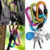 10 Pack Aluminum D-Ring Carabiners, YuCool D Shape Keychain Clips Hook Spring-Loaded for Camping Hiking Fishing, with 10 Stainless Steel Wire Keychains, 10 Key Rings - Multi-Color - Image 3