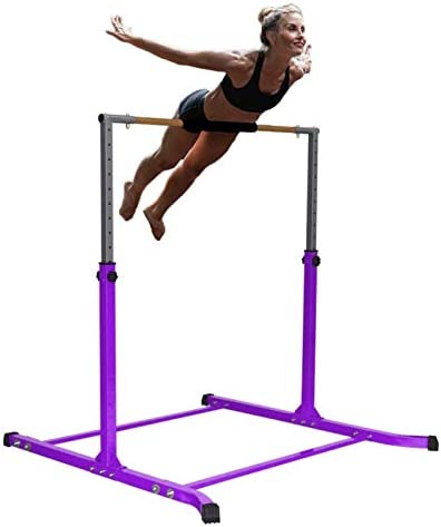Pro-Gymnastics Gymnastics Kip Bar Horizontal Bar Professional Junior Gymnastic Training High Bar Asymmetric Bar 13 Level Height Adjustable Expandable 3 to 5 FT Cushioned Bar & Curved Legs (Purple) - Image 4
