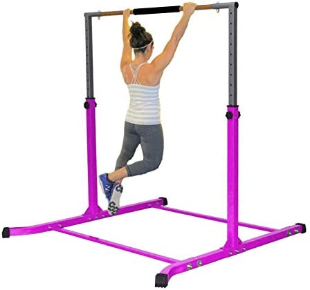 Pro-Gymnastics Gymnastics Kip Bar Horizontal Bar Professional Junior Gymnastic Training High Bar Asymmetric Bar 13 Level Height Adjustable Expandable 3 to 5 FT Cushioned Bar & Curved Legs (Purple) - Image 6