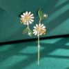 Daisy Earrings Dangle Chain for Women Teen Girls Daisy Flowers Bee Asymmetrical Tassel Earrings Eardrop Multiple Piercing Earrings Set for Women (Beige-D, One Size) - Image 2