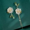 Daisy Earrings Dangle Chain for Women Teen Girls Daisy Flowers Bee Asymmetrical Tassel Earrings Eardrop Multiple Piercing Earrings Set for Women (Beige-D, One Size) - Image 5