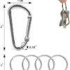 20 pcs Carabiner Clip Keychains 2" Aluminum D-Ring Spring Small Carabiners Clip Set for Outdoor Camping Home Mini Lock Hooks Snap Link Durable Improved Key Chain Carabineer +20 pcs Ring 40pcs Intotal - Image 3