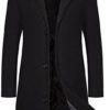 ESIGTZO Mens Casual Warm Solid Fleece Jacket Stand Collar Long Sleeve Zipper Fly Pocket Jacket Coat Men Car Coat Wool - Image 4
