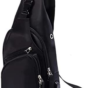 Men's Sling Bag Water Resistant Shoulder Chest Crossbody Bags Sling Backpack with USB Charging Port