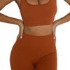 Ribbed Workout Sets for Women 2 Piece Gym Outfits Crop Tops High Waist Running Shorts Yoga Activewear - Image 4