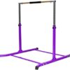 Athletic Bar Expandable Gymnastics Kip Bar Horizontal Bar Professional Junior Gymnastic Training High Asymmetric Bar Height Adjustable 3 to 5 FT, with 8'x'4 EVA Puzzle Mat Tumble HD Curved Legs Purple - Image 7