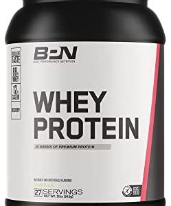 BARE PERFORMANCE NUTRITION Whey Protein Powder, Meal Replacement, 25G of Protein, Excellent Taste & Low Carbohydrates, 88% Whey Protein & 12% Casein Protein (27 Servings, Vanilla)