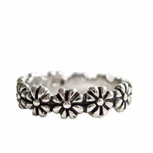 Sterling Silver Daisy Chain Ring, Flower Ring, I Pick You Engraved