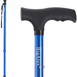 BigAlex Walking Cane,Adjustable Walking Cane,Flexible,Lightweight,Adjustable, Portable Hand Walking Stick - Balancing Mobility Aid - Sleek, Comfortable T Handles for Men for Women(Blue)