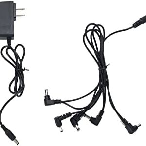 Meprotal Guitar Pedal Power Supply Adapter 9V DC 1A(1000mA) with 5 Way Daisy Chain Pedal Cables for Guitar Effect Pedal