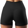 Puedizux Women's High Waisted Biker Shorts Cross Waist Workout Yoga Shorts Running Leggings with/no Pocket - Image 2
