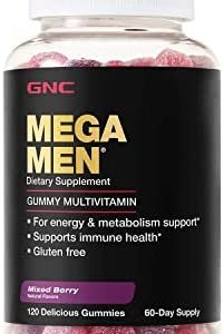 GNC Mega Men Gummy Multivitamin | Supports Energy, Metabolism, and Immune System, Gluten Free | Mixed Berry | 120 Gummies