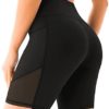 VOEONS Mesh Biker Shorts Women with Pockets High Waist Spandex Workout Shorts Gym Yoga Compress Shorts for Women - Image 2