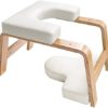 ZIMGOD Home Yoga Headstand Bench, Durable Yoga Headstand Stool with White Cushion & Wooden Ledgs, Yoga Upside Down Stool for Body Building/Backbends - Image 2