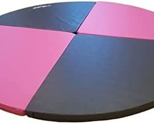 FitMats 5Ft Wide Foldable Circular Exercise and Dance Pole Cushion. Cross Linked EPE Foam Safety Padding Portable Crash Mat w/PU Leather Skid Proof Covering for Superior Durability!(Pink/Black)