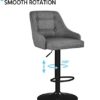 Yaheetech Bar Stools Set of 2 Height Adjustable Swivel Counter Height Bar Stool Kitchen Island Stool PU Leather Bar Chairs with Padded Back Light Gray - Image 6