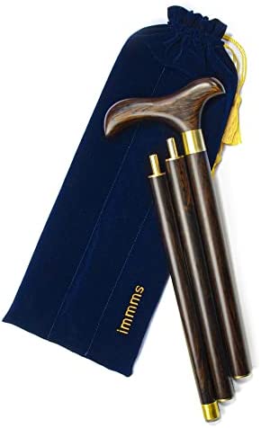 IMMMS Walking Cane -Natural Ebony Wood, Foldable, Heavy Duty, with Travel Bag - Handcrafted wooden cane, Canes for Men & Women, Walking Stick, Canes for Seniors & Adults Balance Fashionable and Strong - Image 2