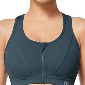 Yvette Zip Front Sports Bra - High Impact Sports Bras for Women Plus Size Workout Fitness Running