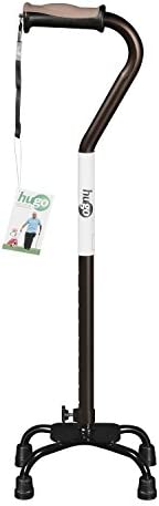 Hugo Mobility 731-852 Adjustable Quad Walking Cane with Small Base, Cocoa