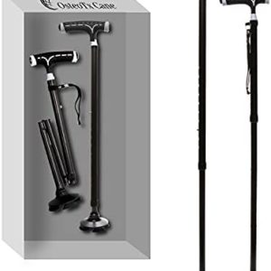 OsteoTx [2-Pack] Walking Canes for Men, Women, Seniors. Home & Travel Versions, Pivot/Glide Quad Base, Free Standing, Knee, Hip Replacement, Balance, Osteoarthritis, Arthritis. Walking Sticks (2).