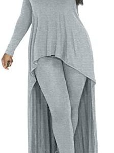 Women Casual 2 Piece Outfit 2 Piece Seamless Long Sleeve Tops High Waist Leggings Long Pant Set Sweatsuits Tracksuits