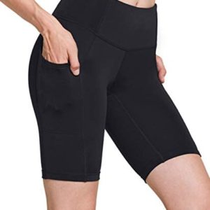 TSLA 1 or 2 Pack Women's High Waisted Bike Shorts, Workout Running Yoga Shorts with Pocket, Athletic Stretch Exercise Shorts