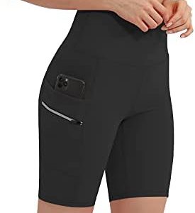 ODODOS Workout Shorts for Women, 4"/ 8" High Waist Running Yoga Exercise Cycling Hiking Biker Shorts with Pockets