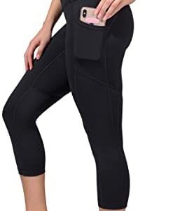 Yogalicious High Waist Squat Proof Yoga Capri Leggings with Side Pockets for Women