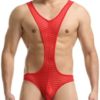 Men's Mankini Leotard Ice Silk Jockstrap Bodysuit Underwear Back Hollow Out Wrestling Singlet Bodysuit - Image 3