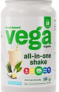 Vega Organic All-in-One Vegan Protein Powder French Vanilla (18 Servings) Superfood Ingredients, Vitamins for Immunity Support, Keto Friendly, Pea Protein for Women & Men, 1.5 lbs(Packaging May Vary)