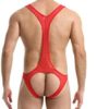 Men's Mankini Leotard Ice Silk Jockstrap Bodysuit Underwear Back Hollow Out Wrestling Singlet Bodysuit - Image 6