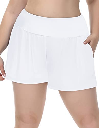 Hanna Nikole Women Plus Size Athletic Workout Shorts Quick-Dry Lounge Shorts with Pockets - Image 4