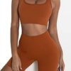 Ribbed Workout Sets for Women 2 Piece Gym Outfits Crop Tops High Waist Running Shorts Yoga Activewear - Image 3