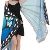 Butterfly Wing Cape Shawl with Lace Mask and Black Velvet Antenna Headband Adult Women Halloween Costume Accessory - Image 4