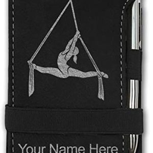 LaserGram Mini Notepad, Aerial Silks, Personalized Engraving Included (Black with Silver)
