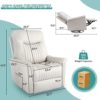 RIHEREFY Swivel Glider Recliner, Swivel Rocker Recliner Chairs with 2 Side Pockets, Manual Recliner Chair with Rocking Function, 360 Swivel Rocking Chair for Living Room, Technical Fabric (1) - Image 6