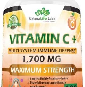 NaturaLife Labs Vitamin C 1,700 MG with Vitamin D3, Zinc, Elderberry, Ginger Root - Maximum Strength Multi System Immune Support- 100 Veggie Capsules