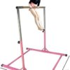 Athletic Bar Gymnastics Kip Bar Horizontal Bar + 4x6 Tumble Mat Professional Junior Gymnastic Training High Bar Asymmetric Bar 13 Level Height Adjustable Expandable 3 to 5 FT Indoor Outdoor Use (Pink) - Image 2