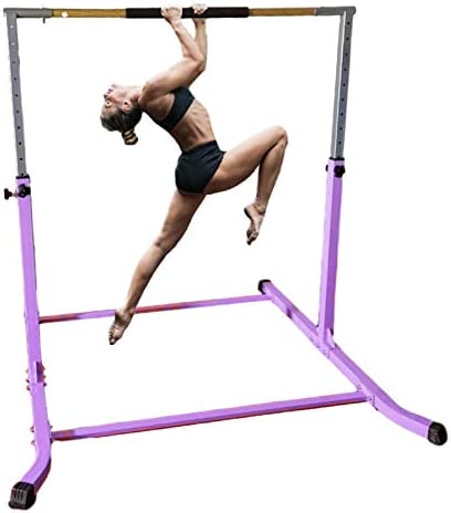 Pro-Gymnastics Gymnastics Kip Bar Horizontal Bar Professional Junior Gymnastic Training High Bar Asymmetric Bar 13 Level Height Adjustable Expandable 3 to 5 FT Cushioned Bar & Curved Legs (Purple) - Image 3