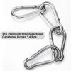 3 Inch Stainless Steel Spring Snap Hook Carabiner, 316 Stainless Steel Clips, Small Carabiner Set of 4 - Image 3