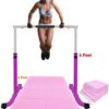 Athletic Bar Expandable Gymnastics Kip Bar Horizontal Bar Professional Junior Gymnastic Training High Asymmetric Bar Height Adjustable 3 to 5 FT, with 8'x'4 EVA Puzzle Mat Tumble HD Curved Legs Purple - Image 2