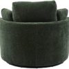 HomSof Accent Barrel Chair and Half 3 Pillows 360 Degree Swivel Round Sofa, Green/Chenille - Image 11