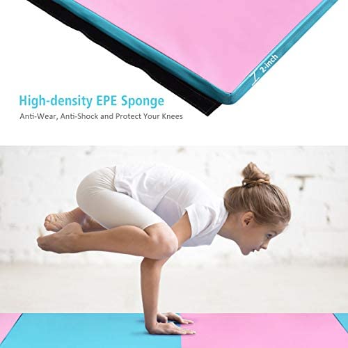 Giantex 4'x10'x2'' Gymnastics Mat, Anti-Tear Folding Gymnastics Exercise Mats w/Carrying Handles, Hook and Loop Fastener, Lightweight Gymnastics Panel Mat, Tumbling Mat for Stretching, Aerobics - Image 5