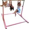Athletic Bar Gymnastics Kip Bar Horizontal Bar + 4x6 Tumble Mat Professional Junior Gymnastic Training High Bar Asymmetric Bar 13 Level Height Adjustable Expandable 3 to 5 FT Indoor Outdoor Use (Pink) - Image 8