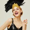BABEYOND Carnival Feather Headpiece Showgirl Headband Women's Feather Pageant Headband 1920s Flapper Headband (Gold Crystal) - Image 4