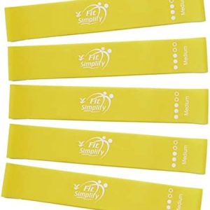 Fit Simplify Resistance Loop Exercise Fitness Bands with Instruction Guide and Carry Bag, Set of 5