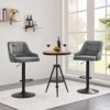 Yaheetech Bar Stools Set of 2 Height Adjustable Swivel Counter Height Bar Stool Kitchen Island Stool PU Leather Bar Chairs with Padded Back Light Gray - Image 2